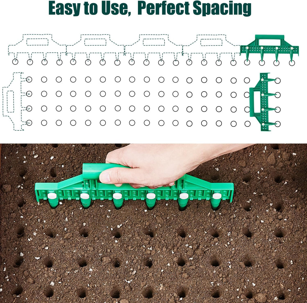 Seed Dibber, Multifunctional Seed Spacer Tool, Seed-in Soil Digger Garden Spacer aid for Planting Seeds Laying Out ideally Spaced Rows (Green)