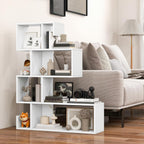 GIANTEX 5-Tier S-Shaped Bookshelf, Geometric Bookcase w/Open Cubes, Modern Decorative Display Shelf w/Anti-Toppling Kits, Freestanding Storage Rack for Living Room, Study, Home, Office, White