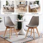VECELO Dining Chairs Set of 4, Mid-Century Modern Kitchen & Dining Room Chairs, PU Leather Upholstered Seat, Solid Wood Legs, Armless, Non-Slip Feet, Grey