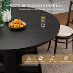 43 inch Round Dining Table for 4-6, Dining Table with Storage Shelf, Wood Grain Top, Sturdy Wood Legs, Space Saving Dinner Tables, Circle Kitchen Tables