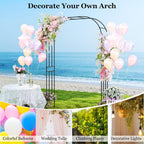 Happygrill Garden Arbor, 95" Metal Archway Pergola w/PE Wrapped Steel Pipes, Ground Stakes, Spiral Rods Design for Climbing Plants Roses, Outdoor Arch Trellis for Lawn Backyard Wedding Ceremony