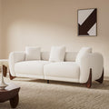 Morden Fort Modern Cloud Couch - 3 Seater Sherpa Boucle Sofa with Wood Legs, Ultra-Thick High Resilience Cushion with 3 Matching Pillows Upholstered Comfy Couch Sofa for Living Room - Off White 87''