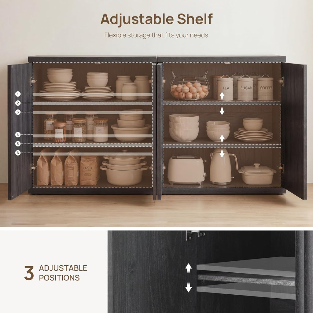 SICOTAS Buffet Cabinet with Storage Accent Sideboard Modern Credenza with Doors & Shelves Fluted Media Console Mid Century Coffee Bar Table for Living Room Kitchen Dining Room Hallway(3PCS)