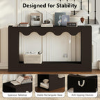 63-Inch Smart Console Table with App & Button Controlled RGB Lights, Wavy Edge Wood Farmhouse Entryway Table, Rectangular Accent Sofa Table Behind Couch for Hallway Foyer Entrance, Black