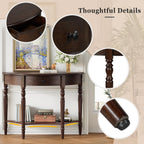 LUMISOL Half Moon Console Table with Drawer, 39'' Farmhouse Entryway Table with Shelf, Rustic Sofa Tables for Living Room Foyer Hallway, Espresso