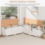 L Shape Storage Bench, Kitchen Breakfast Nook Bench, Farmhouse Corner Bench with Storage for Entryway, Dining Room, Kitchen
