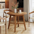 31.5-Inch Round Dining Table for 2-4, Solid Wood Farmhouse Kitchen Table for Living Room, Dining Room, Apartment (Brown)