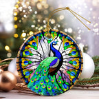 Colorful Ceramic Peacock Christmas Ornament, Peacock Ornaments for Christmas Tree, Holiday Decorations, Christmas Decor, Peacock Lovers, Peacock Gifts, Christmas Ornament Gift Ideas