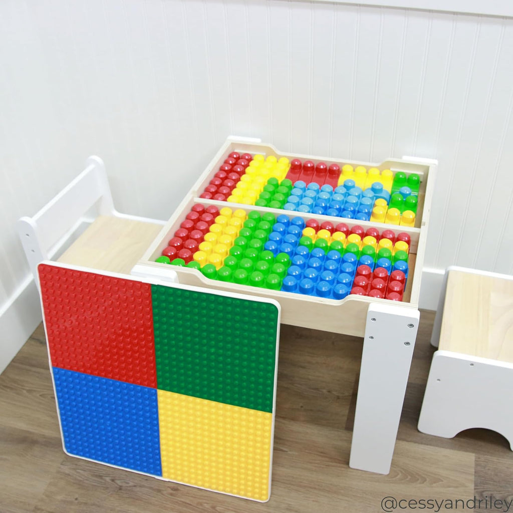 Teamson Kids - Wooden Multiactivity Table with Removable Tabletop for Storage | Reversible Tabletop, Storage Space