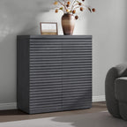 SICOTAS Buffet Cabinet with Storage Accent Sideboard Modern Credenza with Doors & Shelves Fluted Media Console Mid Century Coffee Bar Table for Living Room Kitchen Dining Room Hallway (1PCS)