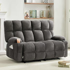 Oversized Loveseat Recliner Sofa, Double Recliner, Big Large Reclining Sofa with Cup Holders & Side Pockets, Traditional 2-Seater Manual Recliner Couch for Living Room, RV, Home Theater (Fabric,Grey)