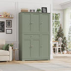 HOSTACK 68" Tall Kitchen Pantry Storage Cabinet with Doors & Shelves, Green | Large Pantry Cabinet with Door Rack, Freestanding Kitchen Storage Cabinet with Drawer, Food Pantry for Dining Living room