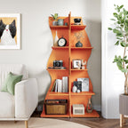 LITTLE TREE Small Corner Shelf, Modern 5-Tier Wall Corner Bookshelf, Stylish Bookcase Storage Rack for Small Space, Living Room, Bedroom