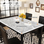 Hooseng Dining Table Set for 4 Faux Marble Kitchen Table and Chairs Set of 4,5 Piece with PU Leather Upholstered Dinner Chairs for Compact Dining Room,Small Space,Black