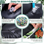 Cinnvoice 2 Pcs Inflatable Outdoor Ottoman Pouf Waterproof Round Footrest with Handle D21 x H9 Inch Indoor Outdoor Portable Footstool for Patio Garden Camping or Home Pool(Parrot)