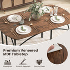 GOFLAME 3-Piece Dining Table Set for 4, Wooden Kitchen Table and 2 Benches Set with Metal Frame, Space-Saving Dinette Set for Living Room, Dining Room, Breakfast Nook, Small Space