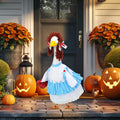 Abbylike Halloween Porch Goose Outfits Blue and White Gingham Wizard Dress Costume Porch Yard Goose Outfits Costume Clothes Fits Large 23'' Cement for Garden Yard Statue Pathway Decorations