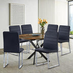 Modern Leather Dining Chairs, Set of 6 | Upholstered Padded Seats with Sturdy Metal Legs, Armless Kitchen & Dining Room Furniture for Home (Black, Set of 6)
