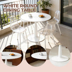 42" Round White Tulip Dining Table, Mid Century Modern Pedestal Kitchen Table for 6, White Dining Room Table for Restaurant, Apartment, Home