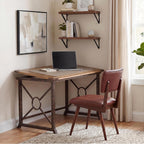 SEI FURNITURE Knightley Tilt Top Drafting Table - 51.5 inch Wide - Oak Wood Finish w/ Antique Brass, Brown