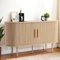 Grepatio 55" Sideboard Buffet Cabinet with Fluted Slide Doors, Tambour Storage Cabinet with Shelves, Modern Credenza Sideboard Buffet Console Cabinets for Living Room Hallway Entryway (Natural)