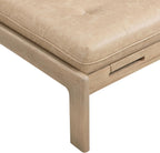 Merax 48.4" Rectangle Tufted Upholstered Cocktail Ottoman, Leather Ottoman Coffee Table, PU Leather Ottoman for Living Room, Bedroom, Office,Taupe Brown