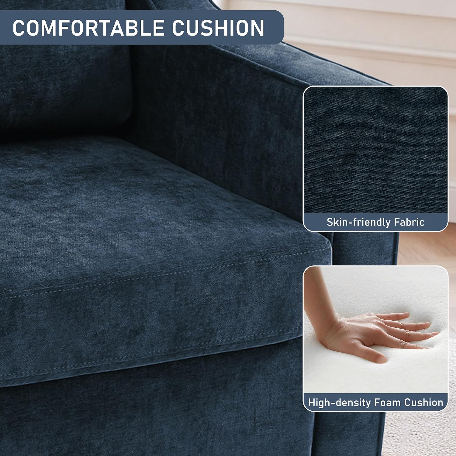 Swivel Accent Chairs Set of 2, 360° Swivel Armchairs with Deep Seat, Navy