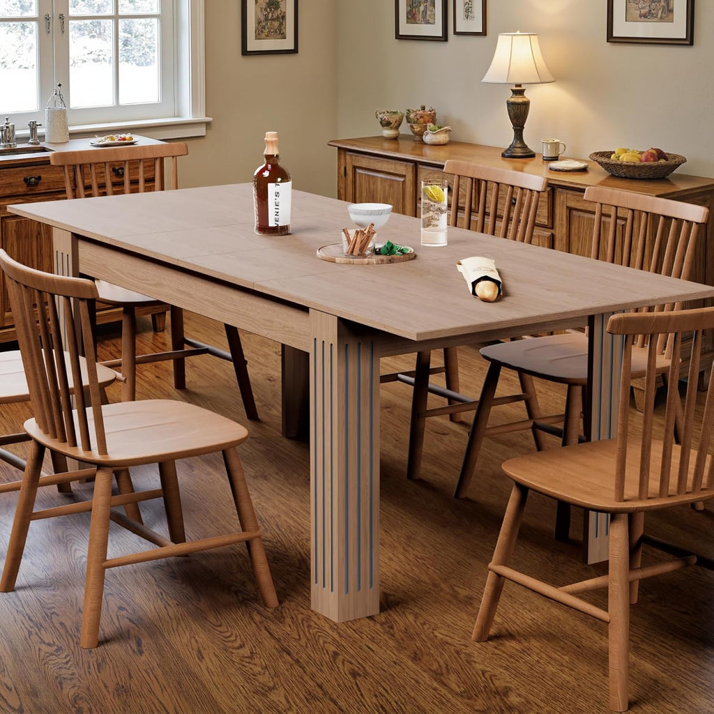 Sannwsg Extendable Table 54"-85", Extendable Dining Table for 4-8, Rectangular Kitchen Dining Table Space Saving, Farmhouse Dining Tables with 95" Runner