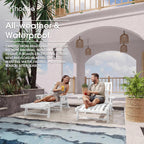 Outdoor Chaise Lounge Chair Set of 2,HDPE lounge chair outdoor with Wheels | Oversized pool lounge chairs with cup holder, 5 adjustable position for patio,outside,pool,deck
