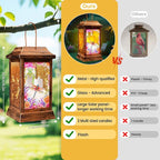 Dragonfly Solar Lanterns Outdoor Waterproof, Metal & Glass Hanging Lights Garden Decor, Birthday Gifts for Women Mom Grandma Mothers Day, Decorative Lights for Outside Yard Patio Backyard Porch