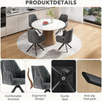 Furniliving Swivel Dining Chairs Set of 2, Upholstered Dining Room Chairs with Arms, 360° Swivel Dining Chairs with Metal Frame, Modern Kitchen Chairs for Lounge, Chenille, Darkgrey