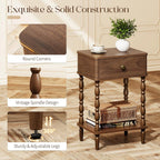 Yoobure Small Side Table with Drawer - Walnut Night Stand with Wood Legs