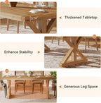 Solid Wood Dining Table for 4-6, 63-Inch Farmhouse Kitchen Table with Sturdy Legs, Wooden Rectangular Dinner Furniture for Kitchen, Dining Room, Light Brown