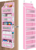 JARLINK Over the Door Organizer for Bedroom, Pantry, Bathroom, 5 Shelf Pink | Anti-Tilt Design, 44 lb Load Capacity, Hanging Door Organizer with 5 Large Capacity Pockets, Behind Door Storage for Nursery