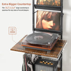 Tewinko Record Player Stand with Vinyl Storage, Record Player Table with Vinyl Record Storage up to 200 Albums, Turntable Stand with Record Holder Display Shelf, Record Player Cabinet Organizer Rack