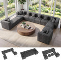 MONVANE Oversized Sectional Couch 12-Seat, Chenille, Gray | Sectional Couch for Living Room, Modular Cloud Sofa with Ottoman & 12 Throw Pillows, No Assembly Required