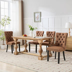 Linen Upholstered Dining Chairs Set of 6, Espresso Brown Mid Century Modern Dining Chairs, Kitchen & Dining Room Chairs with Wood Legs, Sillas de Comedor (Coffee, 6 Pcs)