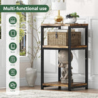 Simple Trending Side Table, End Table Night Stand, 3 Tiers Shelf for Living Room, Rustic Brown