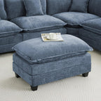 35‘’ Modern Chenille Cloud Sofa Ottoman,Rectangle Ottoman for Modular Sectional Sofa, Blue