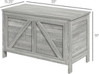 HOMCOM 30" Farmhouse Storage Bench Lift Top Storage Chest in Light Gray | Safety Hinge, Open Up 100°, Wooden Trunk, Bedroom, Entryway, Living Room