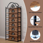 CD Storage Rack Holds 400+ CDs, 8-Tier CD DVD Storage Tower Organizer, Large Media Storage Shelf with Adjustable Feet for Living Room Bedroom Home Entertainment, Rustic Brown
