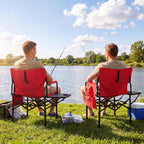 Romswi 2Pack Director Chairs for Outdoor, Folding Camping Chair, Compact Directors Chair Side Table and Side Bag, Heavy Duty Oversize Chair for Beach Fishing Picnic, Holds up to 400 lbs Red