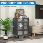 Stereo Cabinet, Metal Media Storage Cabinet with Glass Doors, Audio-Video Media Stand with 4 Adjustable Shelves, AV Stand for Meeting, Living, Recording Room, Require Assembly, Black