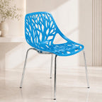 LeisureMod Asbury Modern Dining Chair, Blue, Polypropylene Seat | Chrome Legs, Comfortable Solid Back, Kitchen and Dining Room, Affordable Contemporary Seating