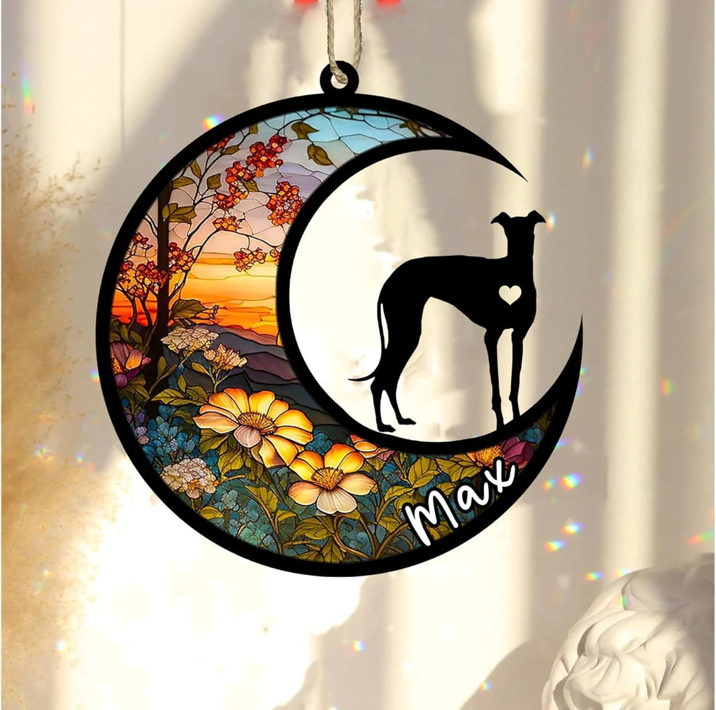 Personalized Dog Memorial, Custom Name Italian Greyhound Dog Christmas Ornament with Name, Custom Breeds, Pet Loss Light Catcher, Gifts for Lovers Loss of Pet Sympathy on Mothers Day Christmas