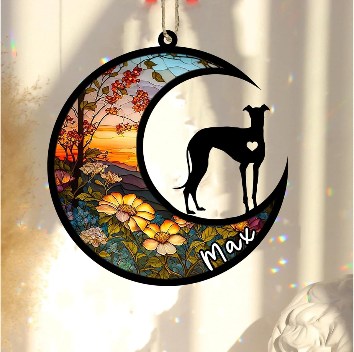Personalized Dog Memorial, Custom Name Italian Greyhound Dog Christmas Ornament with Name, Custom Breeds, Pet Loss Light Catcher, Gifts for Lovers Loss of Pet Sympathy on Mothers Day Christmas