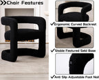 Black Barrel Dining Chairs Set of 6, Modern Boucle Upholstered Dining Room Chairs with Open Back & Sled Base, No Assembly Kitchen Arm Chairs, Comfy Accent Makeup Vanity Chair for Living Room Bedroom