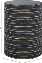 SAFAVIEH Home Collection - Bahan Round Pedestal End Table, Black Modern Stripe Accent Side Table, Fully Assembled (ACC2311A)