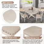 Extendable Dining Table Set for 4, 5 Piece Kitchen Table and Chairs Set, 4 X-Back Solid Wood Dining ChairSet, Industrial Oval Round Dining Table for Small Space, Apartment, French Country White