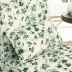 Ball & Cast Flannel Upholstered Armless Chair, Classic American Style Flower Design Fabric Dining Chair, Comfy Farmhouse Accent Chair with Padded Seat and Backrest for Living Room Kitchen, Green